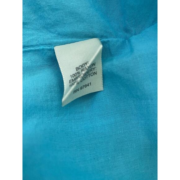 Johnny Was Midi Eyelet Embroidered Sleeveless Midi Dress Teal Aqua Turquoise XL - Picture 5 of 6